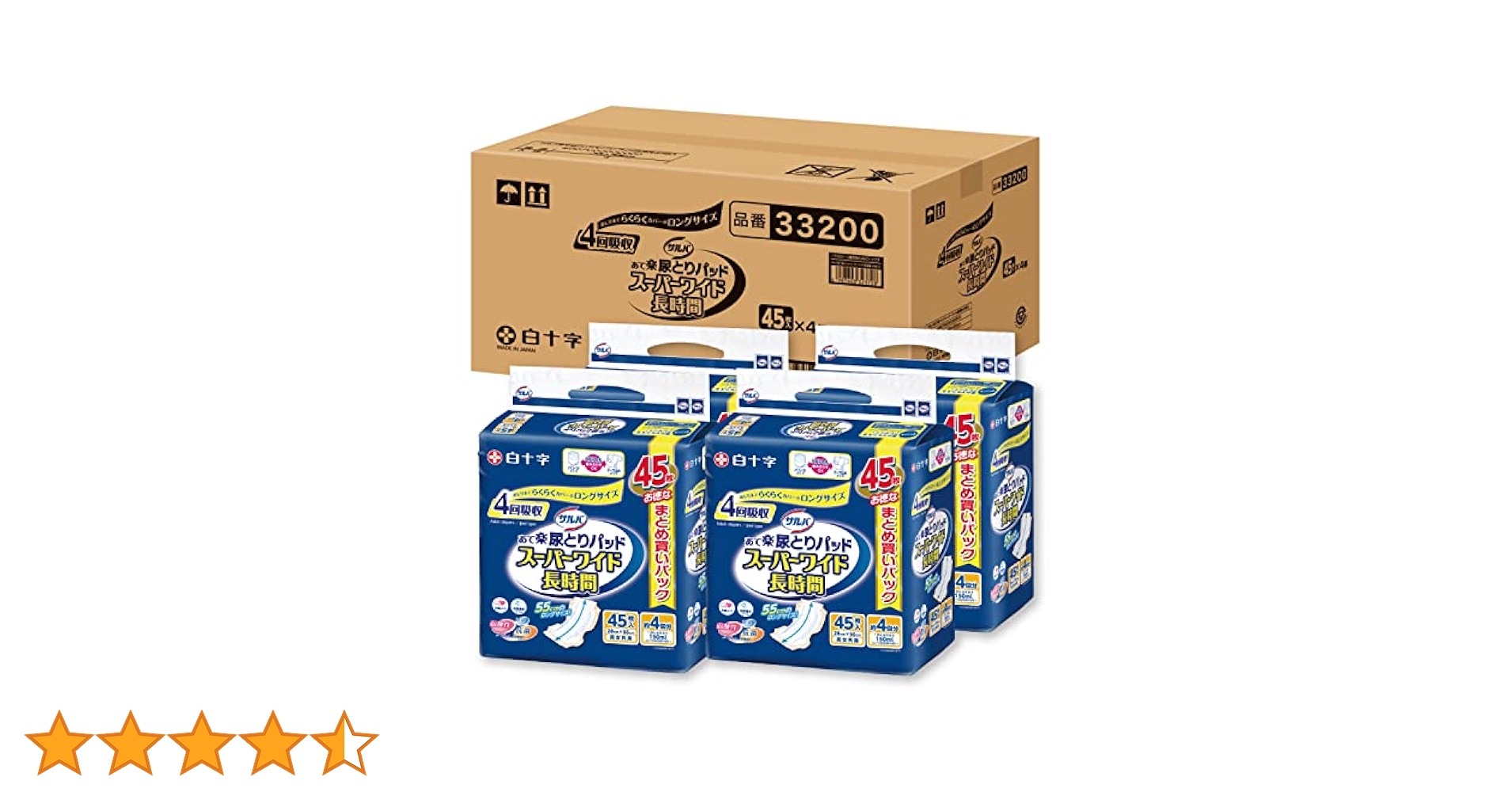 Amazon | サルバ 白十字 尿とりパッド あて楽 スーパーワイド 長